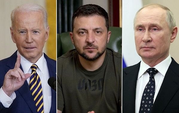 Joe Biden, Volodymyr Zelenskyj a Vladimir Putin