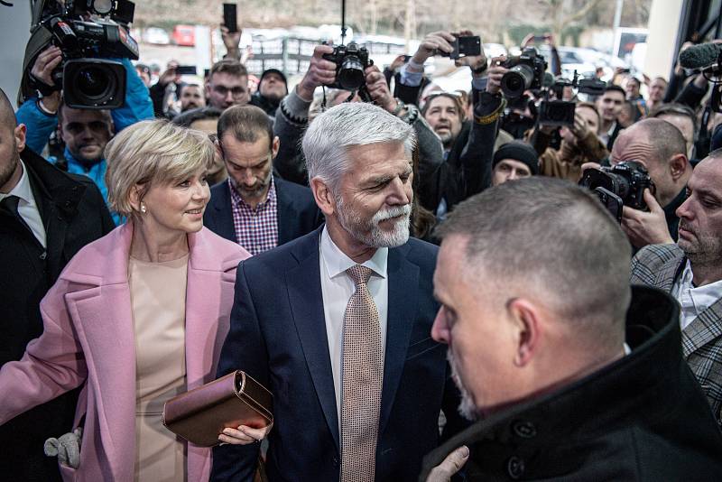 Petr Pavel dorazil do volebního štábu, 28. ledna 2023, Praha.