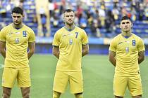 Fotbalisté Ukrajiny v typických žlutých dresech národního týmu.