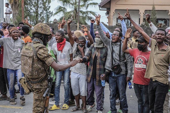 Demonstranti v Kongu v červenci 2022.