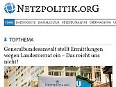 Webová stránka investigativního blogu Netzpolitik.org.