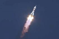 Start nosné rakety Sojuz 2.1a s lodí Sojuz MS-17 s novou posádkou ISS z kosmodromu Bajkonur, 14. října 2020
