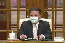 Severokorejský vůdce Kim Čong-un na záběru z televizního vysílání ze 12. května 2022