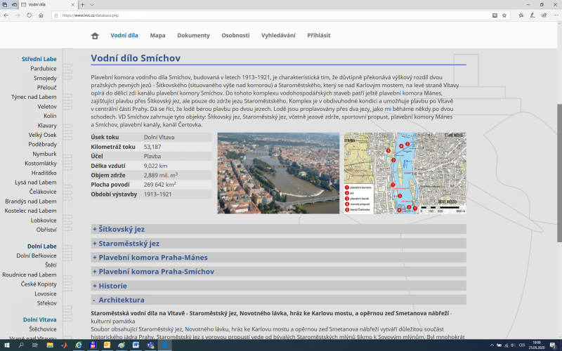 Webová aplikace Technické památky Labsko-vltavské vodní cesty