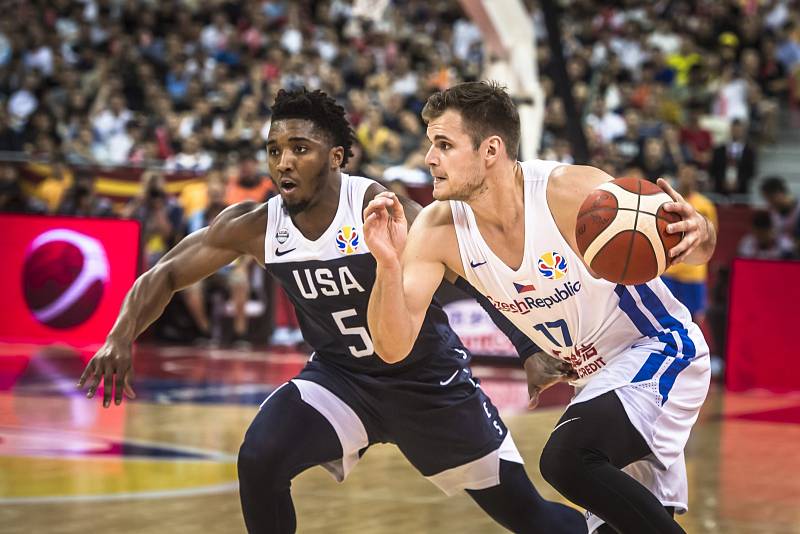 Utkání basketbalového mistrovství světa mezi Českem a USA