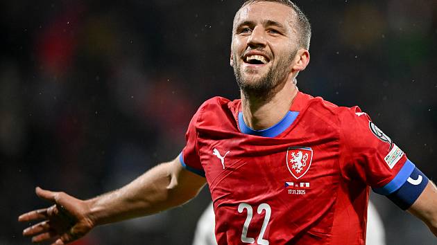 Utkání skupiny L evropské části kvalifikace mistrovství světa ve fotbale Česko - Gibraltar, 17. listopadu 2025, Olomouc. Tomáš Souček z Česka.