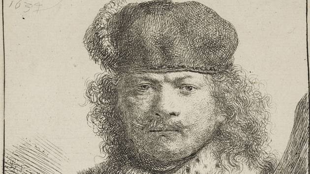 Rembrandt van Rijn - Autoportrét se vztyčenou šavlí, 1634