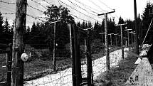 Ilustrační fotografie „železné opony“, respektive hraničního zátarasu v oblasti Šumavy.