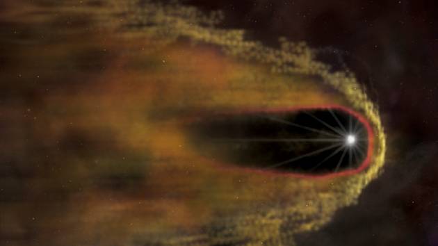 Ztvárnění optické a rentgenové emise obklopující pulsar černá vdova B1957+20.