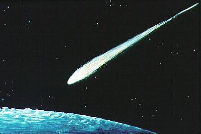 Umělecká představa meteoru s velkou silou, podobného, jaký mohl zničit i město Tall el Hammam