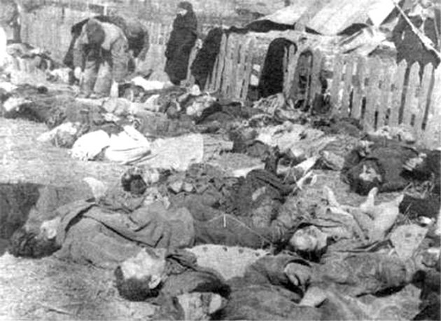 Polské civilní oběti masakru z 26. března 1943 spáchaného Ukrajinskou povstaleckou armádou za pomoci obyčejného ukrajinského rolnictva ve vesnici Lipniki (Kostopolský kraj)