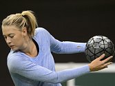 Maria Šarapovová před finále Fed Cupu v Praze