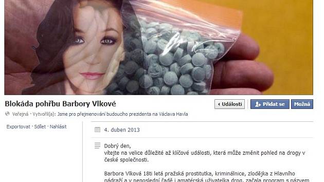 Facebooková událost vyzývající k blokádě pohřbu devatenáctileté studentky