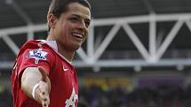 Javier Hernández z Manchesteru United se raduje z gólu.