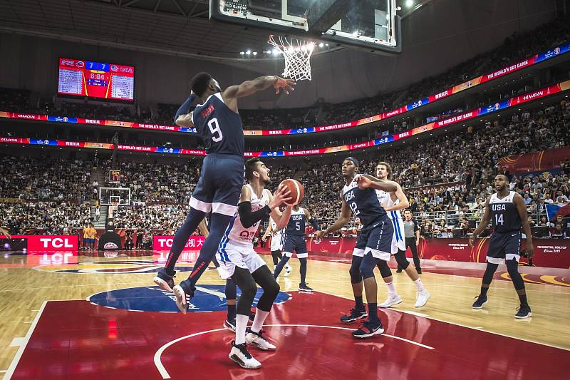 Utkání basketbalového mistrovství světa mezi Českem a USA