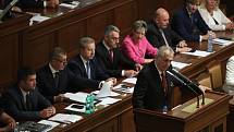 Prezident Miloš Zeman předstoupil před poslance, aby podpořil zisk důvěry vlády Andreje Babiše.