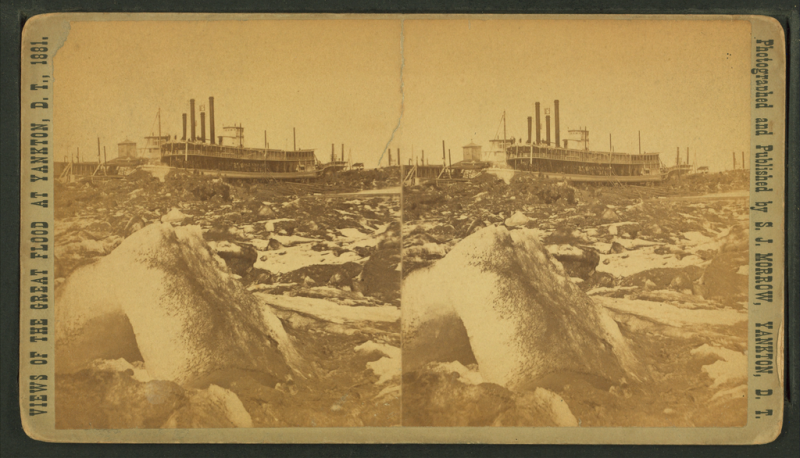 Poté, co USA zasáhla na přelomu let 1880 a 1881 série sněhových bouří, na jaře roztávající masa sněhu způsobila masivní záplavy (na snímku).