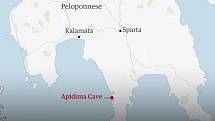 Lebka se našla v jeskyni Apidima v jižním Řecku