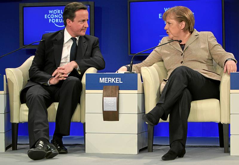 Angela Merkelová a David Cameron v Davosu