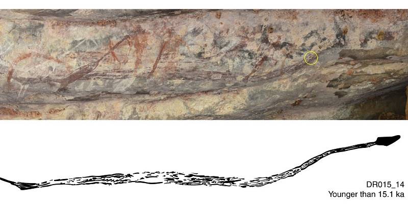 Další kresby, které vědci v australských jeskyních objevili.