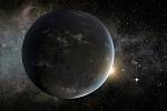 Umělecká představa exoplanety Kepler-62f, planety existující v „obyvatelné zóně“ 1000 světelných let od Země