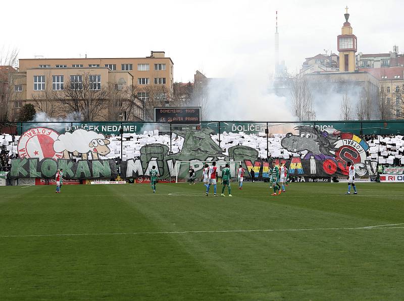 Zápas fotbalové Fortuna ligy mezi Bohemians a Slavii v Ďolíčku.