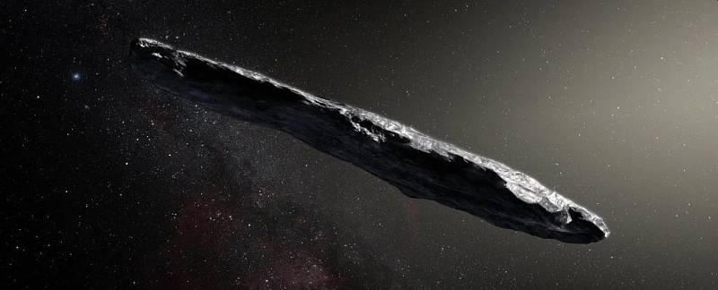 Umělecká představa mezihvězdného tělesa 'Oumuamua
