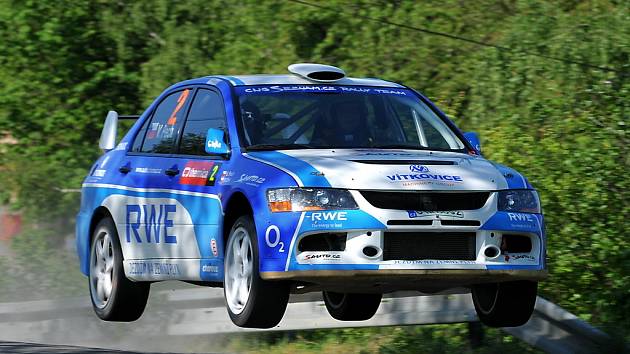 Václav Pech v plynovém Mitsubishi Lancer Evo IX CNG při Rallye Lužické hory.