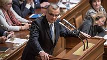 Jednání o důvěře vlády v Poslanecké sněmovně 16. ledna v Praze. Miroslav Kalousek