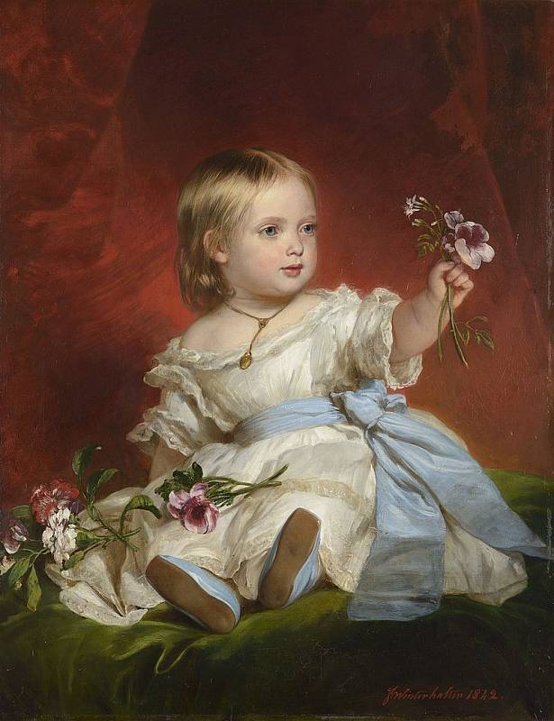 Dvouletá britská Královská princezna Viktorie, nejstarší dcera královny Viktorie.