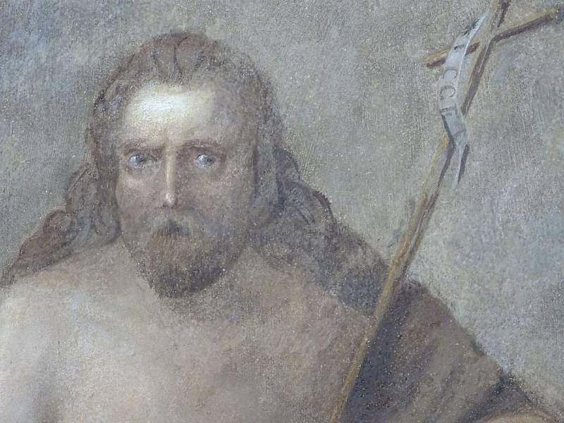 Freska znázorňující sv. Jana Křtitele na hradě Valdštejn, v níž někteří rozpoznali Máchovu podobu.