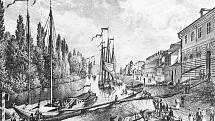 Jméno císařovny Karolíny Augusty Bavorské se dodnes uchovalo v názvu pražské čtvrti Karlín. Obec Karlín byla založena roku 1817 jako první oficiální pražské předměstí. Na obrázku karlínský přístav před rokem 1850