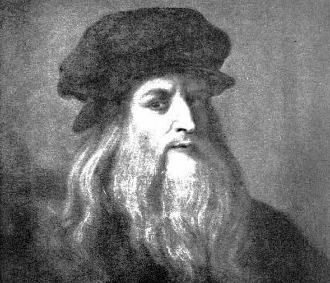 Italský malíř, sochař a architekt Leonardo da Vinci na autoportrétu