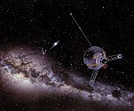 Umělecké zobrazení cesty sondy Pioneer 10 vesmírem