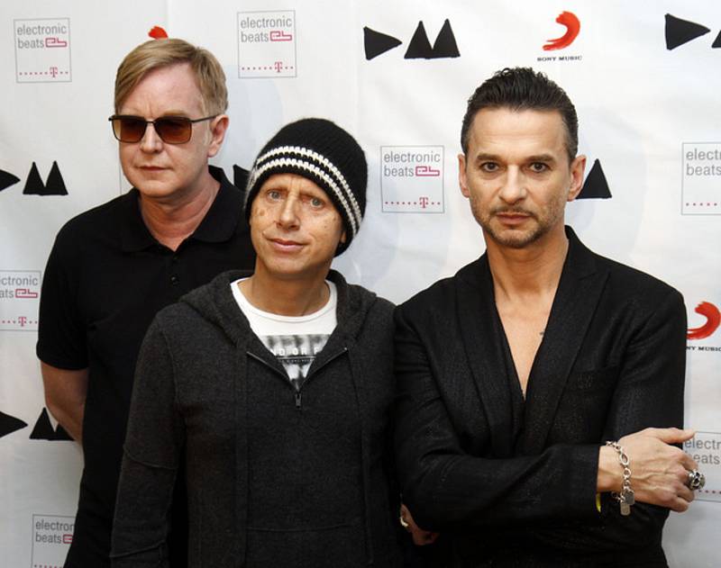 Členové britské skupiny Depeche Mode. Zleva: Andrew Fletcher, Martin Gore a Dave Gahan