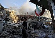 Zničená budova íránského konzulátu v Damašku