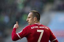 Franck Ribéry z Bayernu Mnichov proti Wolfsburgu.