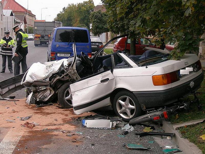 Tragická dopravní nehoda se stala v pondělí 4. října 2010 v Luštěnicích na Mladoboleslavsku. Při střetu osobního auta, kamionu a cyklistky na místě zemřel řidič osobního vozu. Cyklistka utrpěla středně těžké zranění a byla hospitalizována v nemocnici.