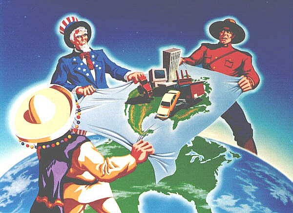 Obchodní dohoda NAFTA mezi USA, Kanadou a Mexikem, ilustrační foto.