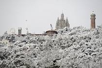 Neobvyklá nadílka. Barcelonu zasypal sníh.