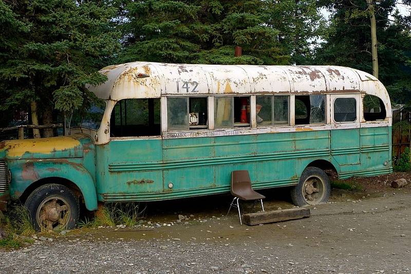 Replika magického autobusu, která byla použita při natáčení filmu Útěk do divočiny
