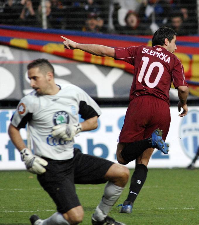 Mladá Boleslav - Sparta. Útočník Sparty Miroslav Slepička svým devátým gólem v sezoně vyrovnal na 1:1 a posunul se do čela pořadí ligových střelců.