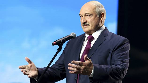 Běloruský prezident Alexandr Lukašenko při svém projevu v Minsku, 17. září 2020