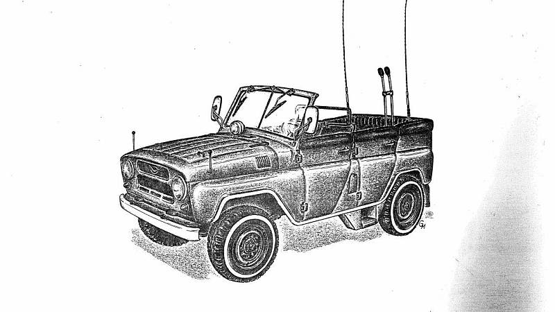 UAZ MTX (1980). Přehlídkový automobil pro vojenské účely.