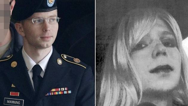 Chelsea Manningová (vpravo) je vězněna za předání tajných dokumentů v době, kdy byla mužem (vlevo).