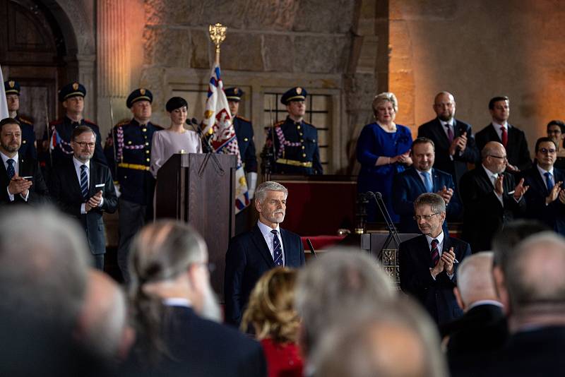 Nově zvolený prezident České republiky Petr Pavel při slavnostní inauguraci na Pražském hradě, 9. března 2023