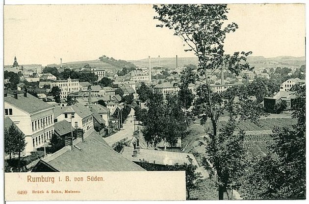 Rumburk před první světovou válkou. Pohled na město od jihu z roku 1905