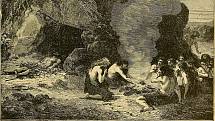 Neandertálci v jeskyni podle představ umělců z konce 19. století