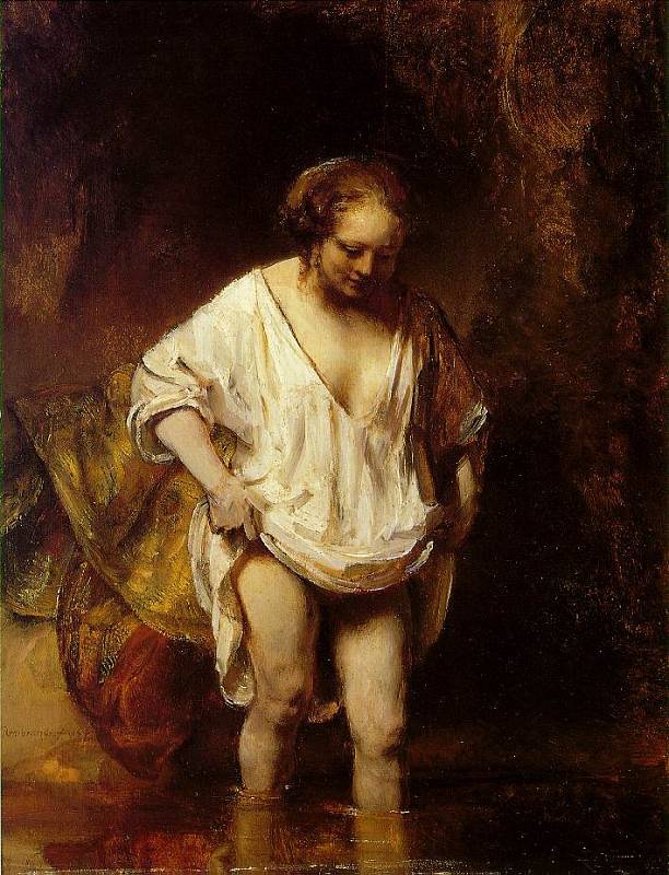 Žena koupající se v páře, Rembrandt, 1655, Národní galerie Londýn