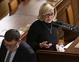 Předsedkyně klubu ANO Alena Schillerová a ministr financí Zbyněk Stanjura na mimořádné schůzi Sněmovny, 4. listopadu 2022